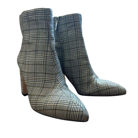 Sam Edelman Hilty 2 Plaid Block Heel Ankle Boots Booties - Picture 1 of 7